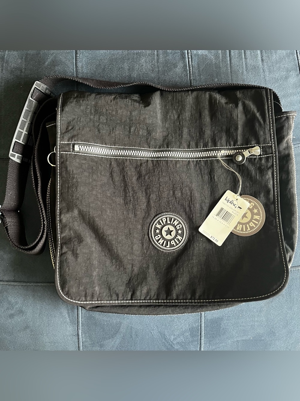 Kipling Black Messenger Crossbody Back Bag with Front Zip